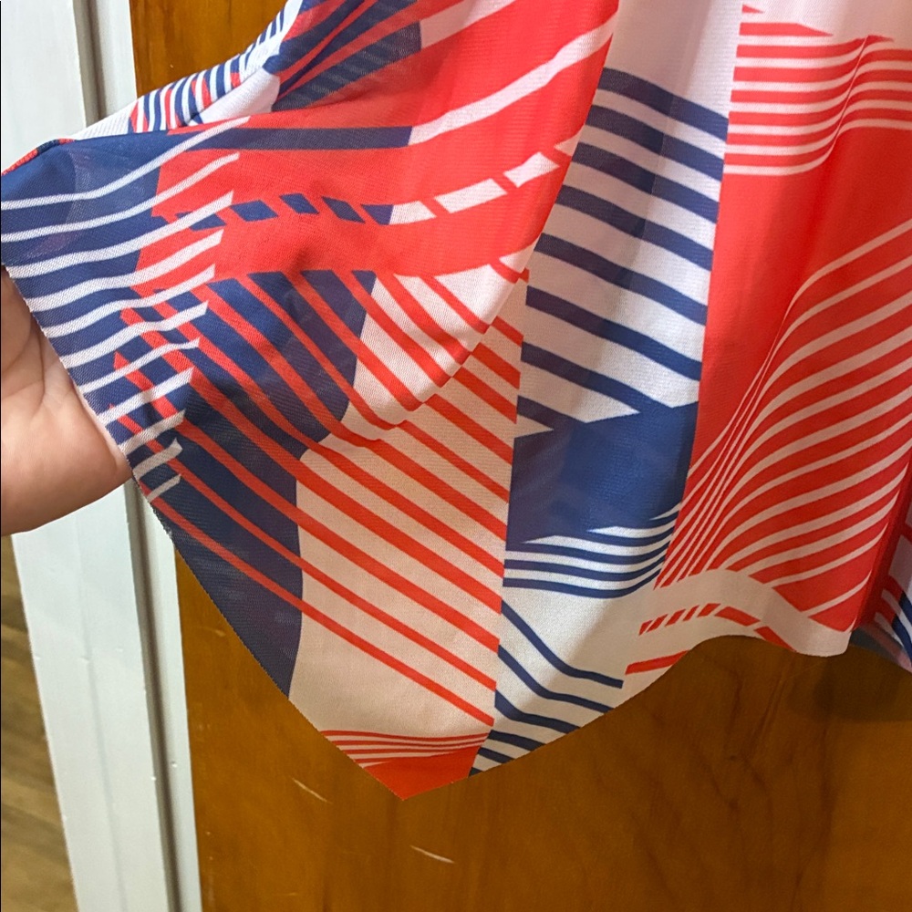 Colorful Blue and Red Striped Sleeveless Top - Picture 5 of 7